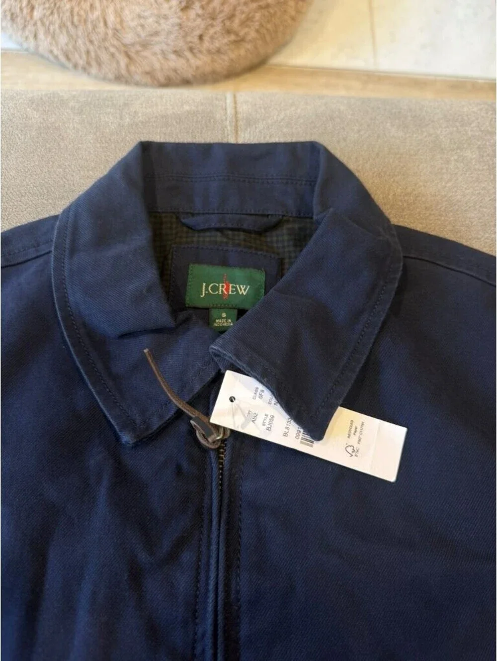 J.Crew Harrington Jacket Mens S Navy Blue Cotton Full Zip NWT